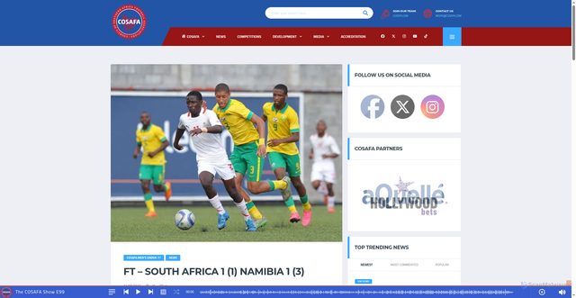 Security scan screenshot of https://cosafa.com/live-south-africa-vs-namibia-15h00-local-11h00-gmt/