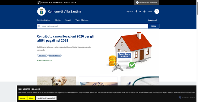 Security scan screenshot of https://www.comune.villasantina.ud.it