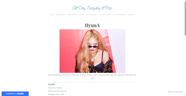 Security scan screenshot of https://alldayeverydaykpop.weebly.com/hyuna.html