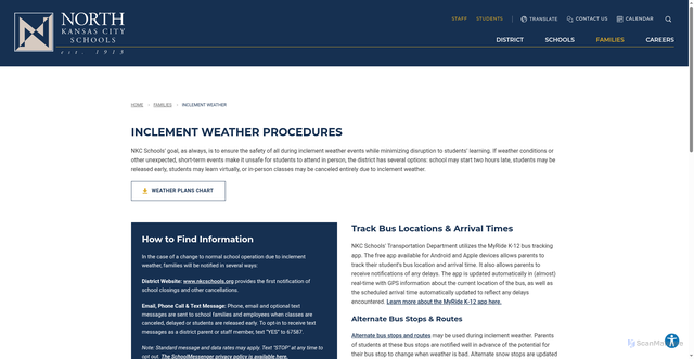 Security scan screenshot of https://www.nkcschools.org/families/weather