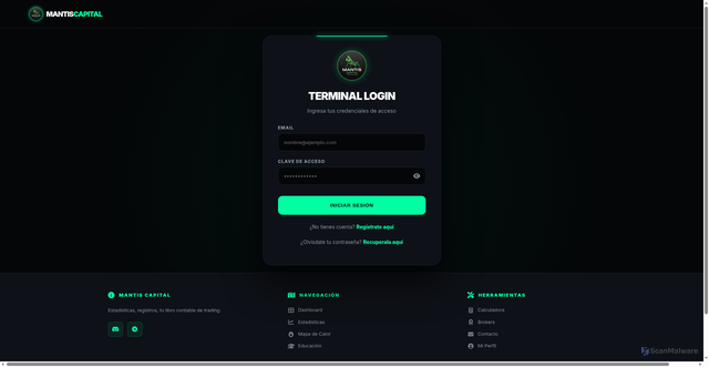 Security scan screenshot of https://mantiscapital.net/login.php