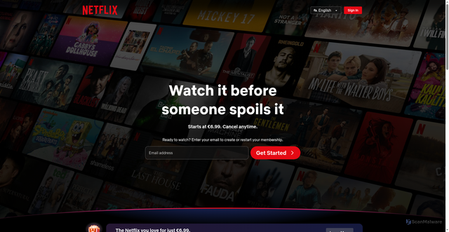 Security scan screenshot of http://netflixcustomersupport.com