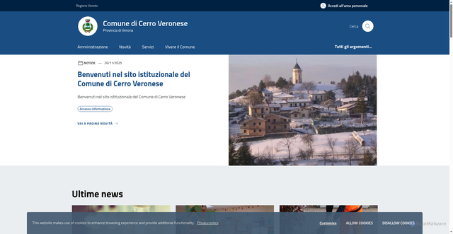 Security scan screenshot of https://www.comune.cerroveronese.vr.it/home