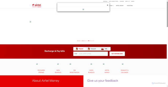Security scan screenshot of https://airtel.co.rw