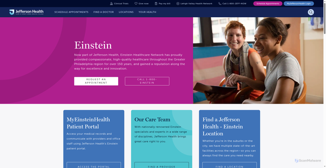 Security scan screenshot of https://einstein.edu
