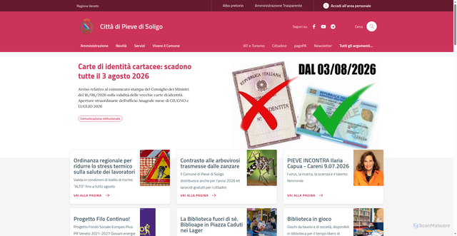 Security scan screenshot of https://www.comune.pievedisoligo.tv.it