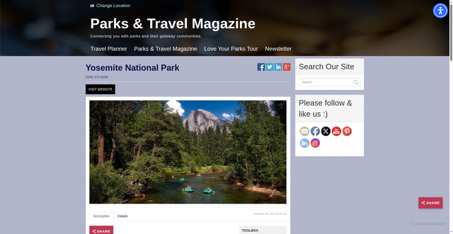 Security scan screenshot of https://nationalparktraveling.com/listing/yosemite-national-park/