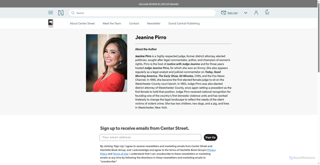 Security scan screenshot of https://www.centerstreet.com/contributor/jeanine-pirro/