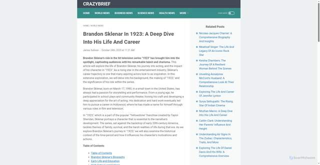 Security scan screenshot of https://direct.canddstudios.com/brandon-sklenar-in-a-deep-dive-into-his/26121059.html