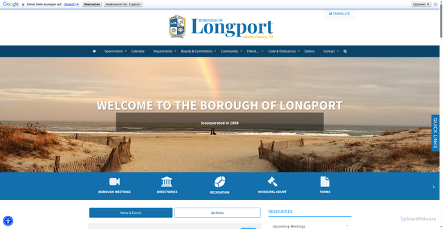 Security scan screenshot of https://www.longportnj.gov/