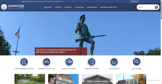 Security scan screenshot of https://lexingtonma.gov/