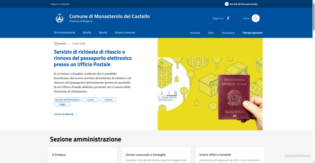 Security scan screenshot of https://www.comune.monasterolo-del-castello.bg.it