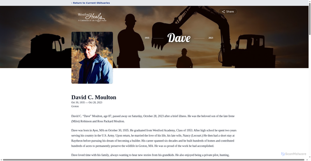 Security scan screenshot of https://www.healyfuneralhome.com/obituaries/david-moulton