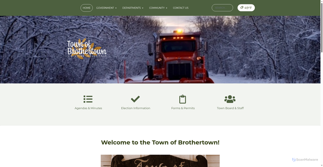Security scan screenshot of https://townofbrothertown.com/