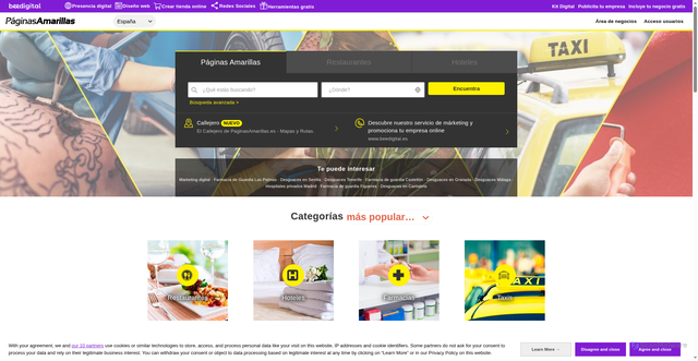 Security scan screenshot of https://www.paginasamarillas.es