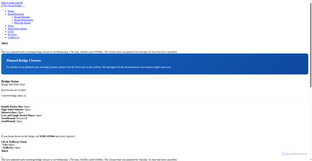 Security scan screenshot of http://www.tayroadbridge.co.uk