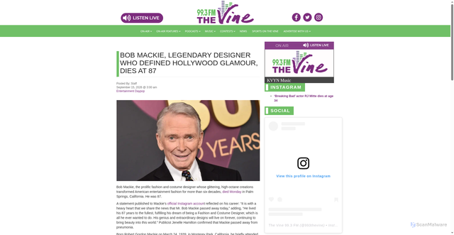 Security scan screenshot of https://www.993thevine.com/2026/09/15/bob-mackie-legendary-designer-who-defined-hollywood-glamour-dies-at-87/