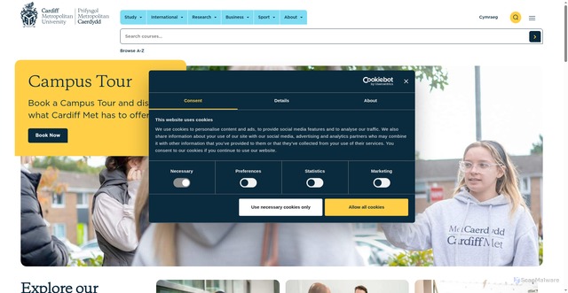 Security scan screenshot of https://www.cardiffmet.ac.uk/