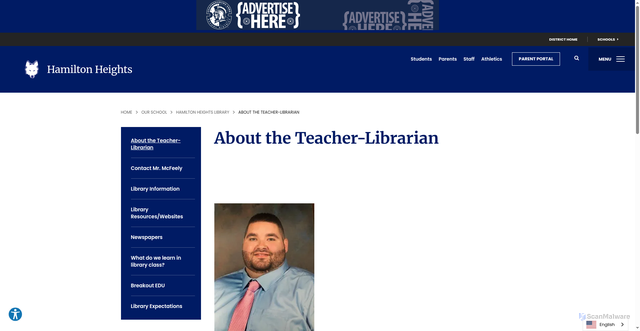 Security scan screenshot of https://hh.casdonline.org/our-school/library-hh/about-the-teacher-librarian