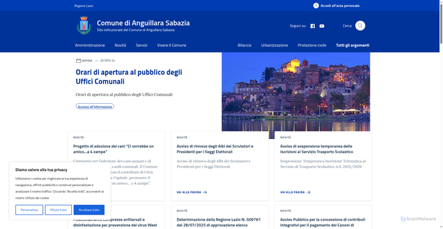 Security scan screenshot of https://www.comune.anguillara-sabazia.roma.it/