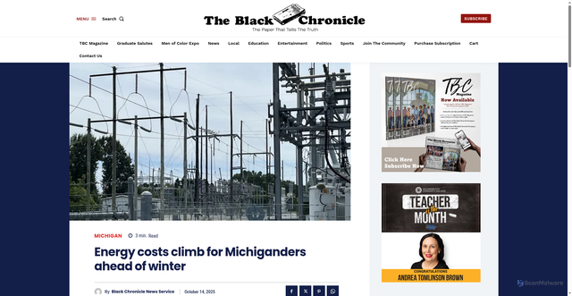 Security scan screenshot of https://blackchronicle.com/news/energy-costs-climb-for-michiganders-ahead-of-winter/