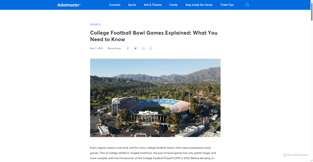 Security scan screenshot of https://blog.ticketmaster.com/college-football-bowl-games-explained/