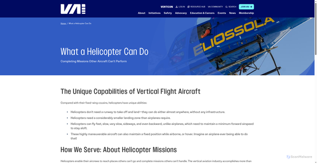 Security scan screenshot of https://verticalavi.org/what-a-helicopter-can-do/