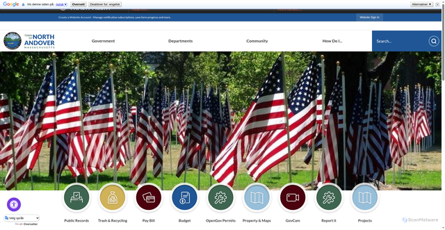 Security scan screenshot of https://northandoverma.gov/