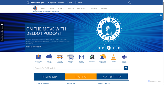 Security scan screenshot of https://deldot.gov/