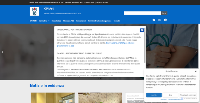 Security scan screenshot of https://www.opiasti.it/