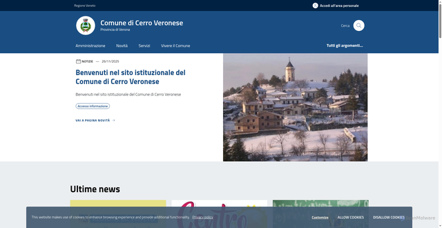 Security scan screenshot of https://www.comune.cerroveronese.vr.it