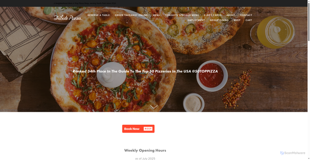 Security scan screenshot of https://www.tributepizza.com/