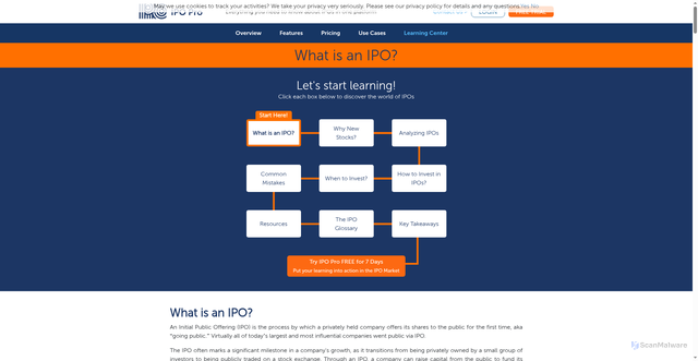 Security scan screenshot of https://ipopro.renaissancecapital.com/IPO-University/IPO