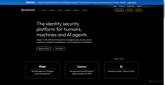 Security scan screenshot of https://connect.keepersecurity.com
