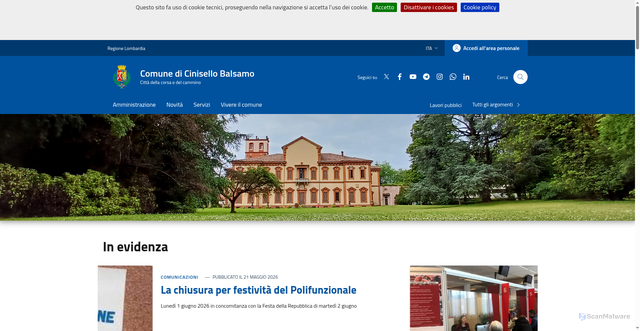 Security scan screenshot of https://www.comune.cinisello-balsamo.mi.it