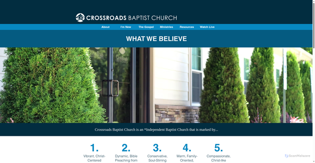 Security scan screenshot of https://www.crossroadsbaptistnc.com/beliefs