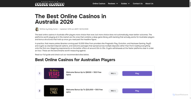 Security scan screenshot of https://bestonlinecasinosaustralia.gr.com/