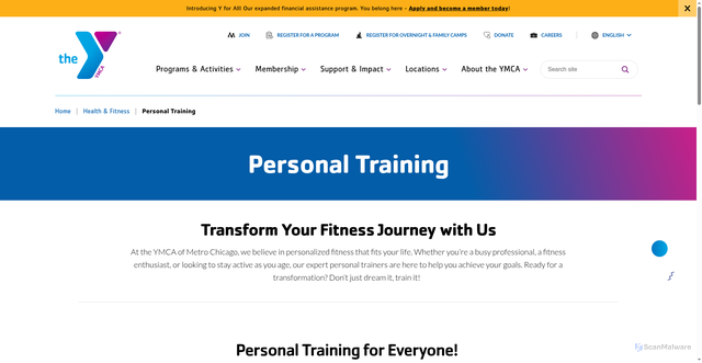 Security scan screenshot of https://www.ymcachicago.org/health-fitness/personal-training/