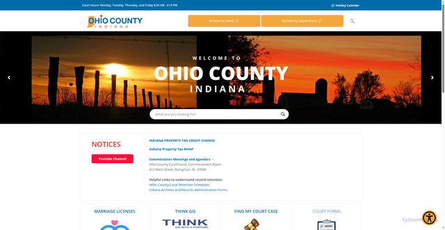 Security scan screenshot of https://ohiocountyin.gov/