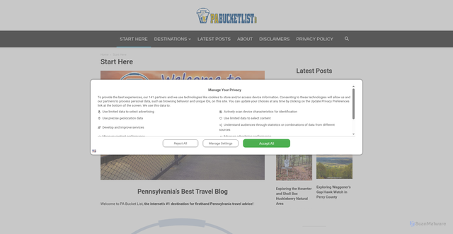 Security scan screenshot of https://pabucketlist.com/