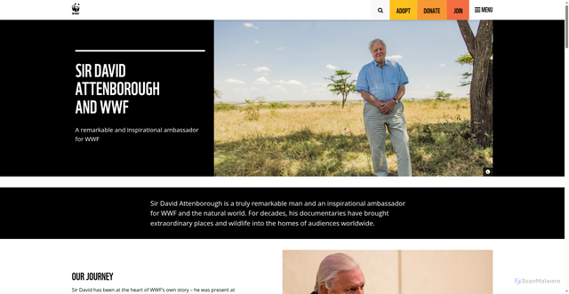 Security scan screenshot of https://www.wwf.org.uk/about/ambassador/sir-david-attenborough