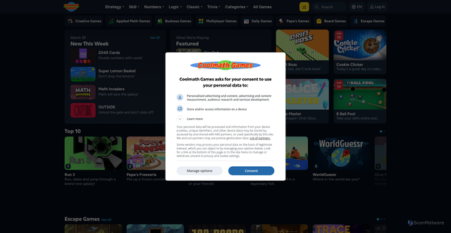 Security scan screenshot of https://deflyio.coolmathgames.com