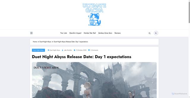 Security scan screenshot of https://ultimategacha.com/duet-night-abyss-release-date-day-1-expectations/