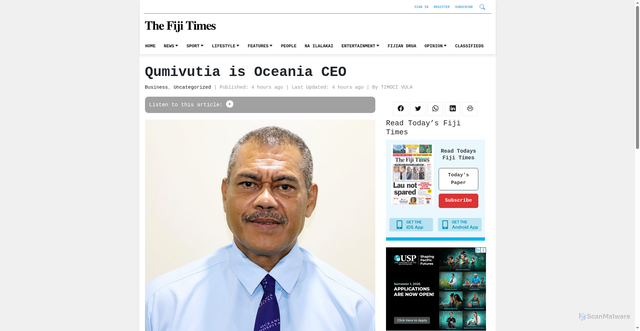 Security scan screenshot of https://www.fijitimes.com.fj/qumivutia-is-oceania-ceo/