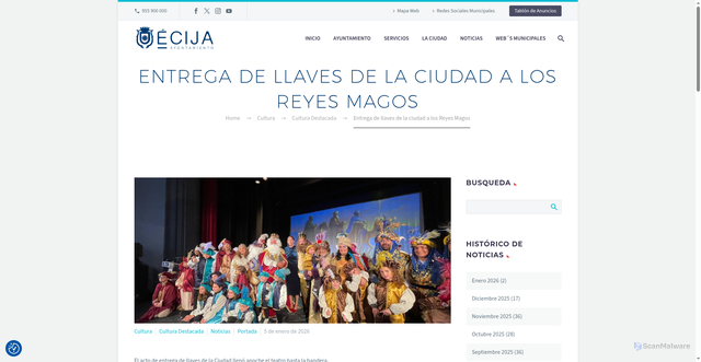 Security scan screenshot of https://www.ecija.es/entrega-de-llaves-de-la-ciudad-a-los-reyes-magos/