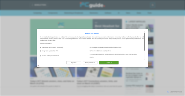 Security scan screenshot of https://www.pcguide.com