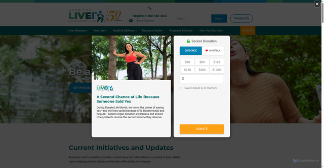 Security scan screenshot of https://liverfoundation.org