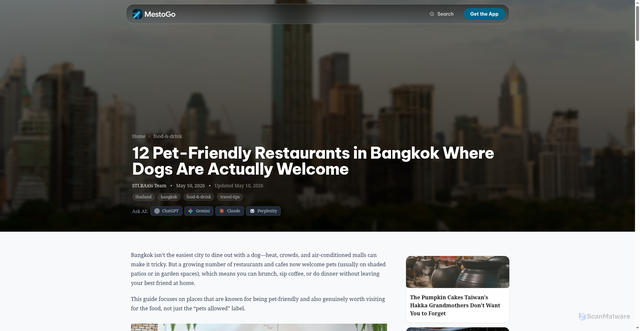 Security scan screenshot of https://mestogo-blog.pages.dev/en/pet-friendly-restaurants-bangkok/