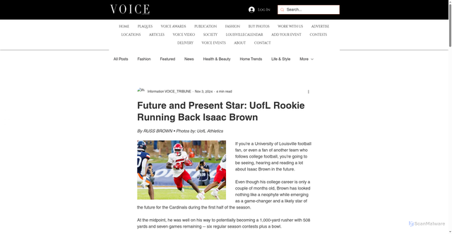 Security scan screenshot of https://www.voice-tribune.com/post/future-and-present-star-uofl-rookie-running-back-isaac-brown