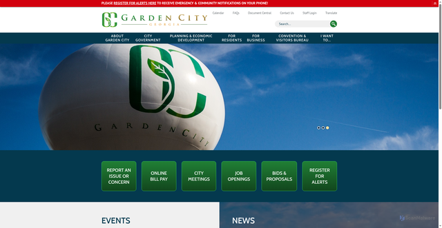 Security scan screenshot of https://www.gardencity-ga.gov/
